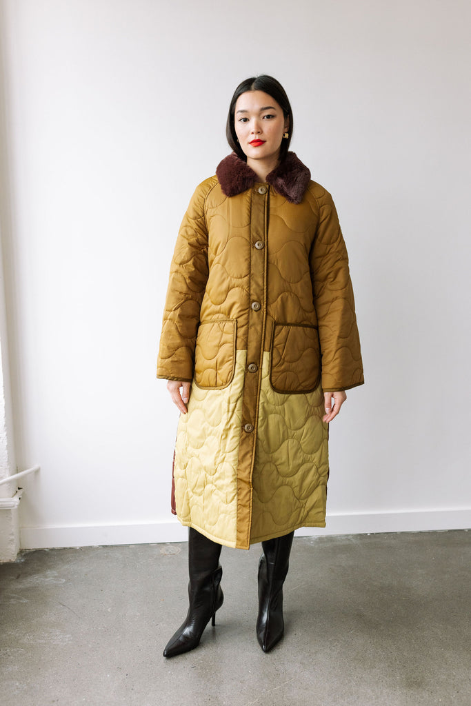 Quilted Puffer Long Jacket (Forest) by ottod'Ame