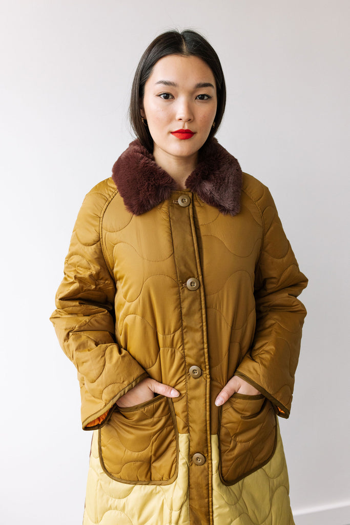 Quilted Puffer Long Jacket (Forest) by ottod'Ame