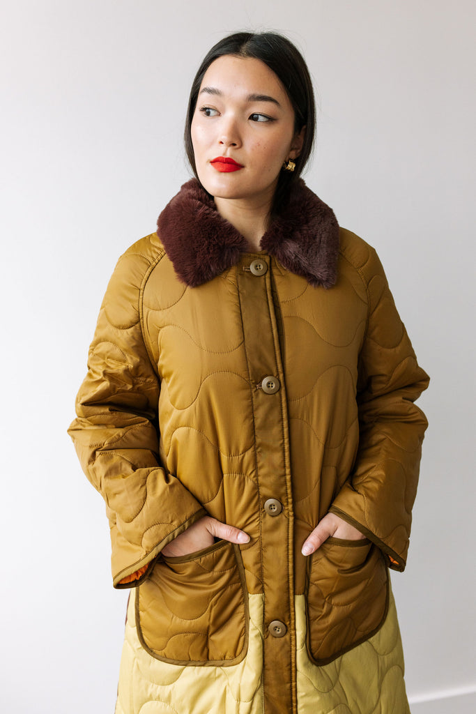 Quilted Puffer Long Jacket (Forest) by ottod'Ame