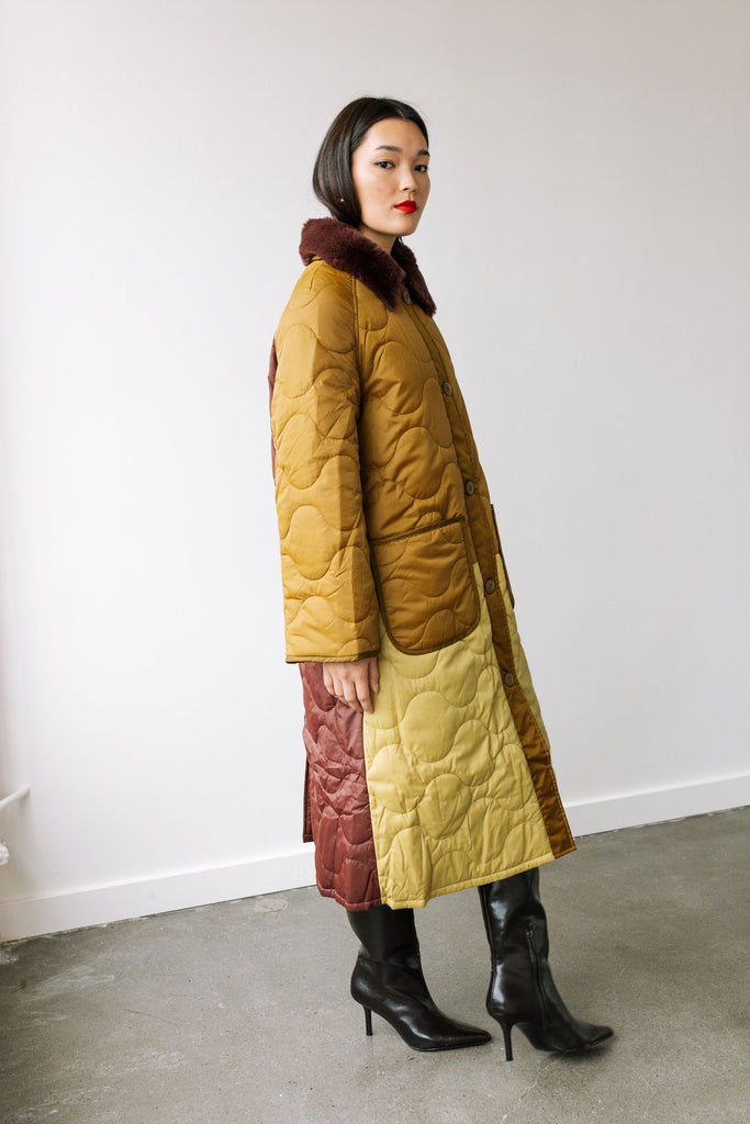 Quilted Puffer Long Jacket (Forest) by ottod'Ame