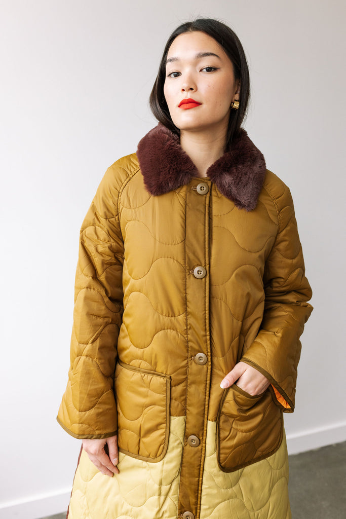 Quilted Puffer Long Jacket (Forest) by ottod'Ame