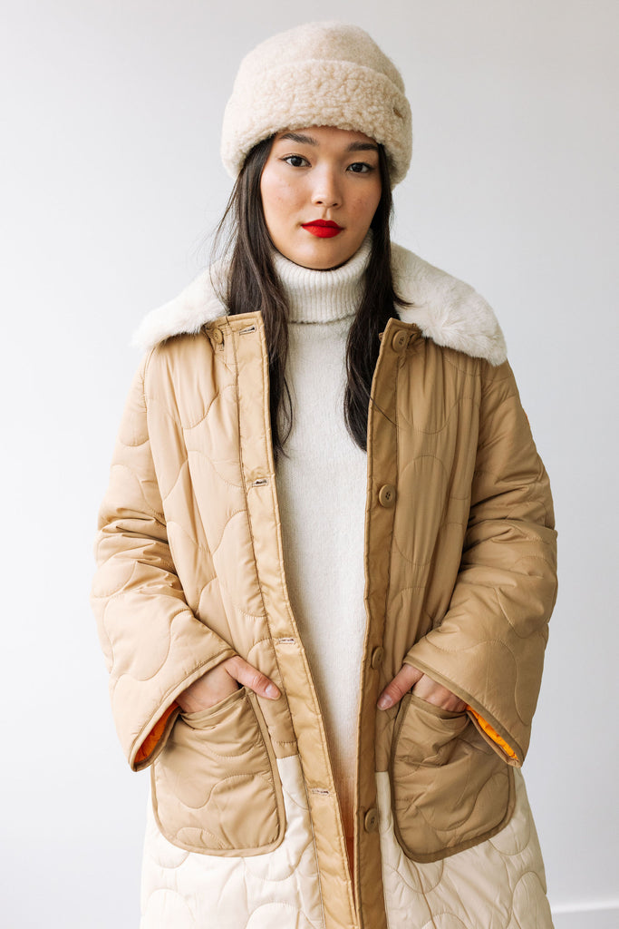 Quilted Puffer Long Jacket (Desert) by ottod'Ame