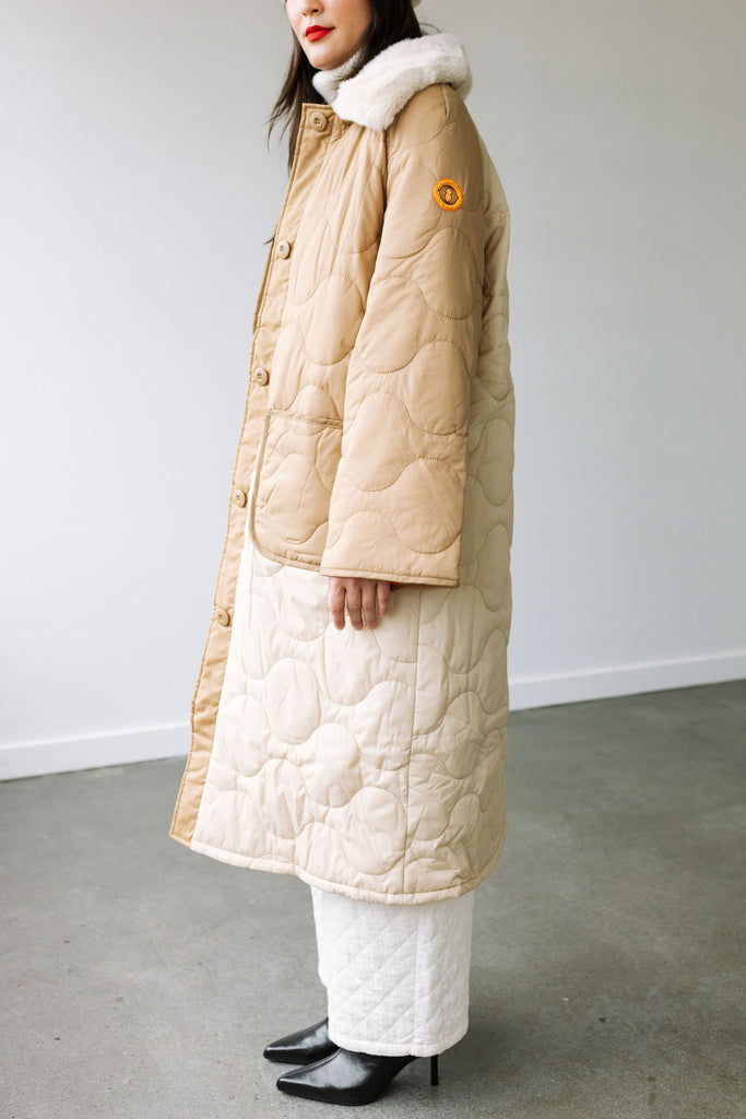 Quilted Puffer Long Jacket (Desert) by ottod'Ame