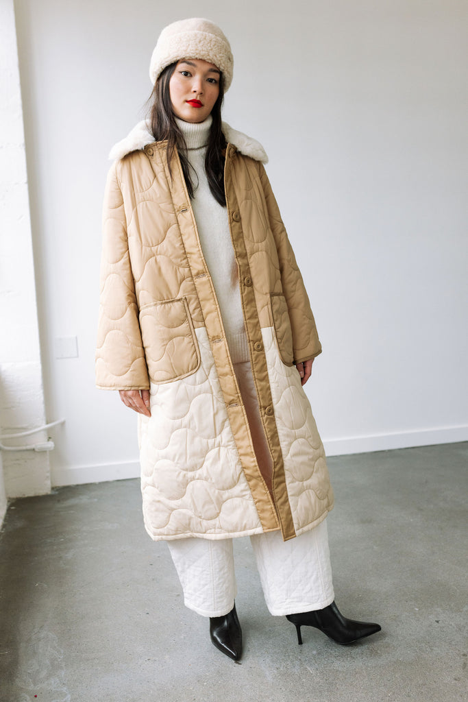 Quilted Puffer Long Jacket (Desert) by ottod'Ame