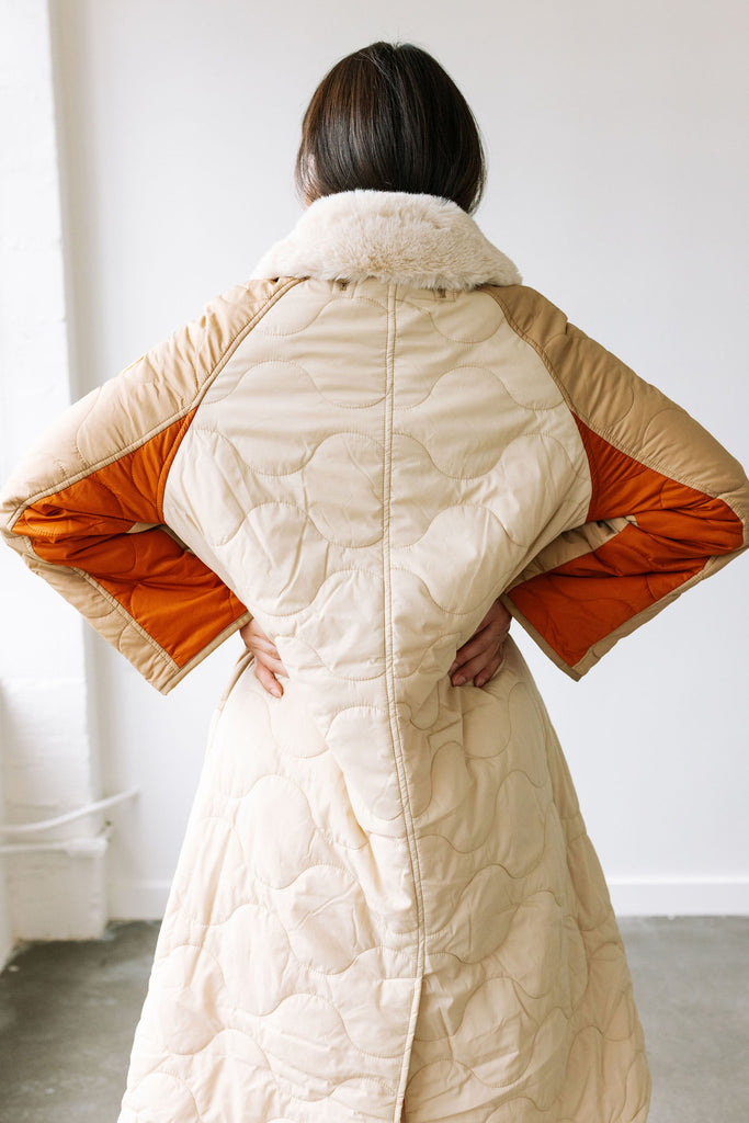 Quilted Puffer Long Jacket (Desert) by ottod'Ame