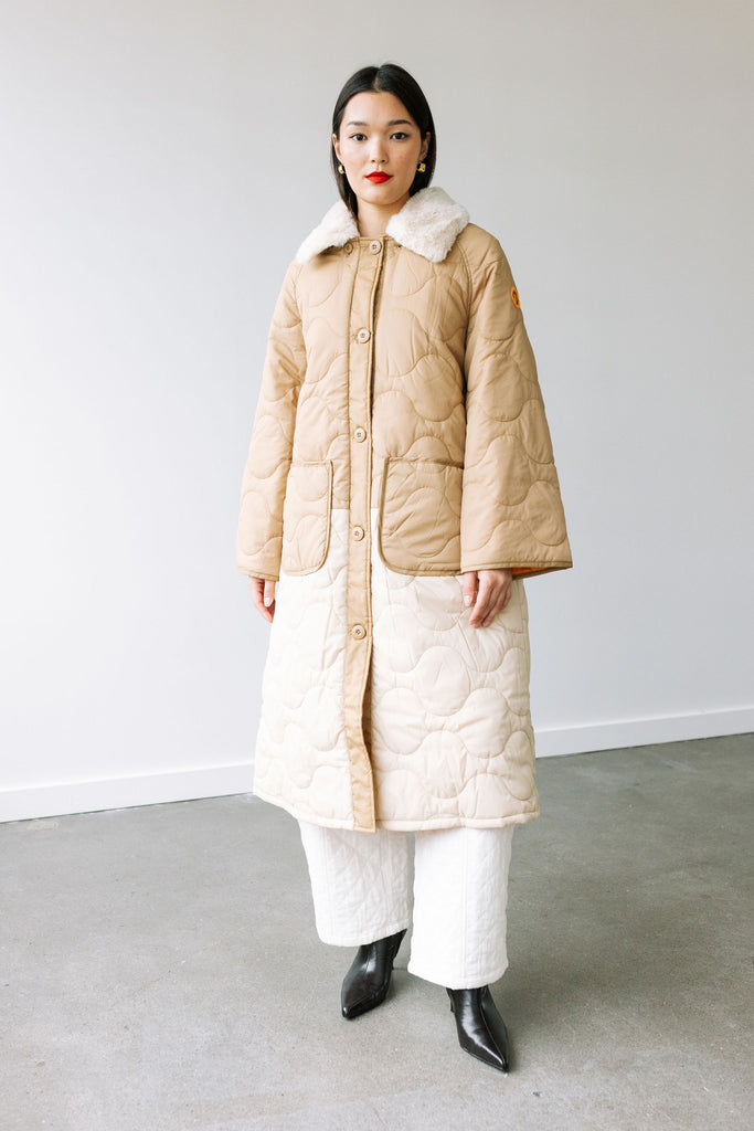 Quilted Puffer Long Jacket (Desert) by ottod'Ame