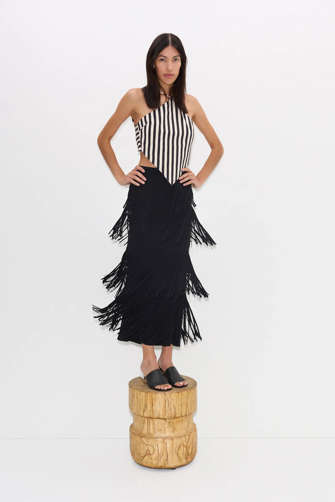Za Za Knit Fringe Skirt (Black) by Simon Miller