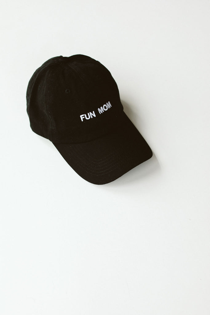 Fun Mom Cap (White on Black ) by Intentionally Blank