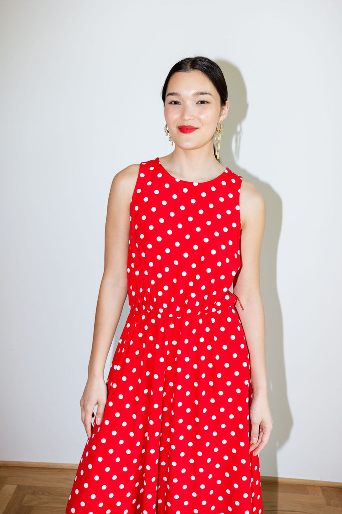 Yo Vintage: Red Polka Dot 90s Dress (M) by Yo Vintage!