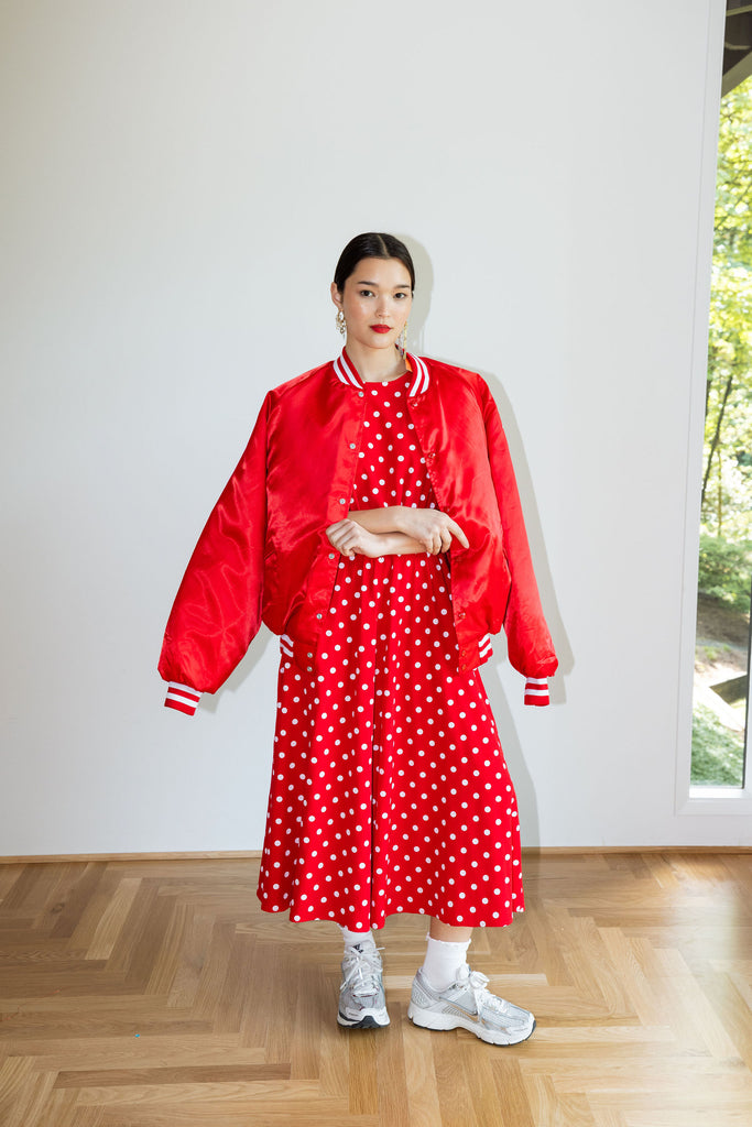 Yo Vintage: Red Polka Dot 90s Dress (M) by Yo Vintage!