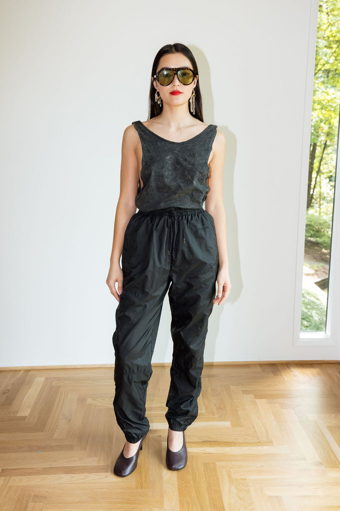 Yo Vintage: Sporty Luxe Black Shellsuit Pants (M) by Yo Vintage!