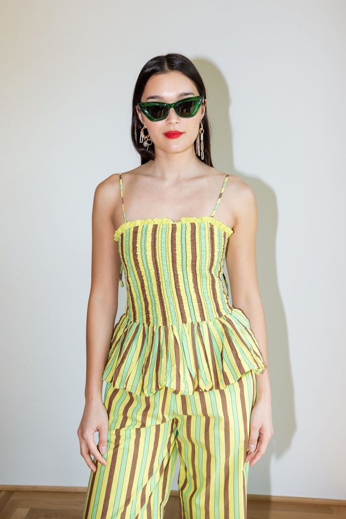 Ritik Trousers (Tropical Business Stripe) by Damson Madder