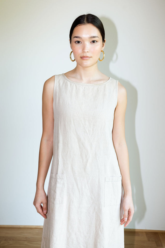 Yo Vintage: Linen Tan Dress (M) by Yo Vintage!