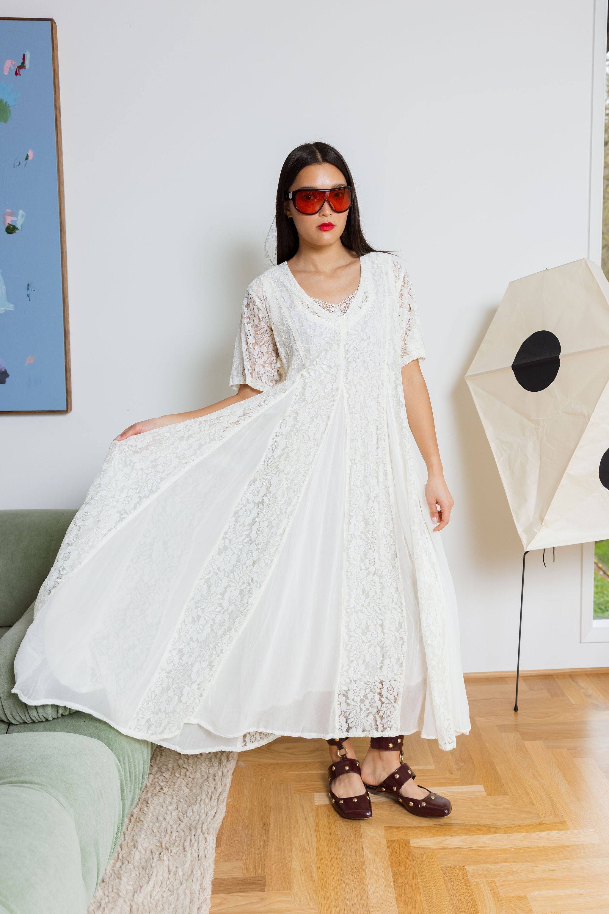 Yo Vintage: Lace White Panel 90s Dress (M) – The Yo Store
