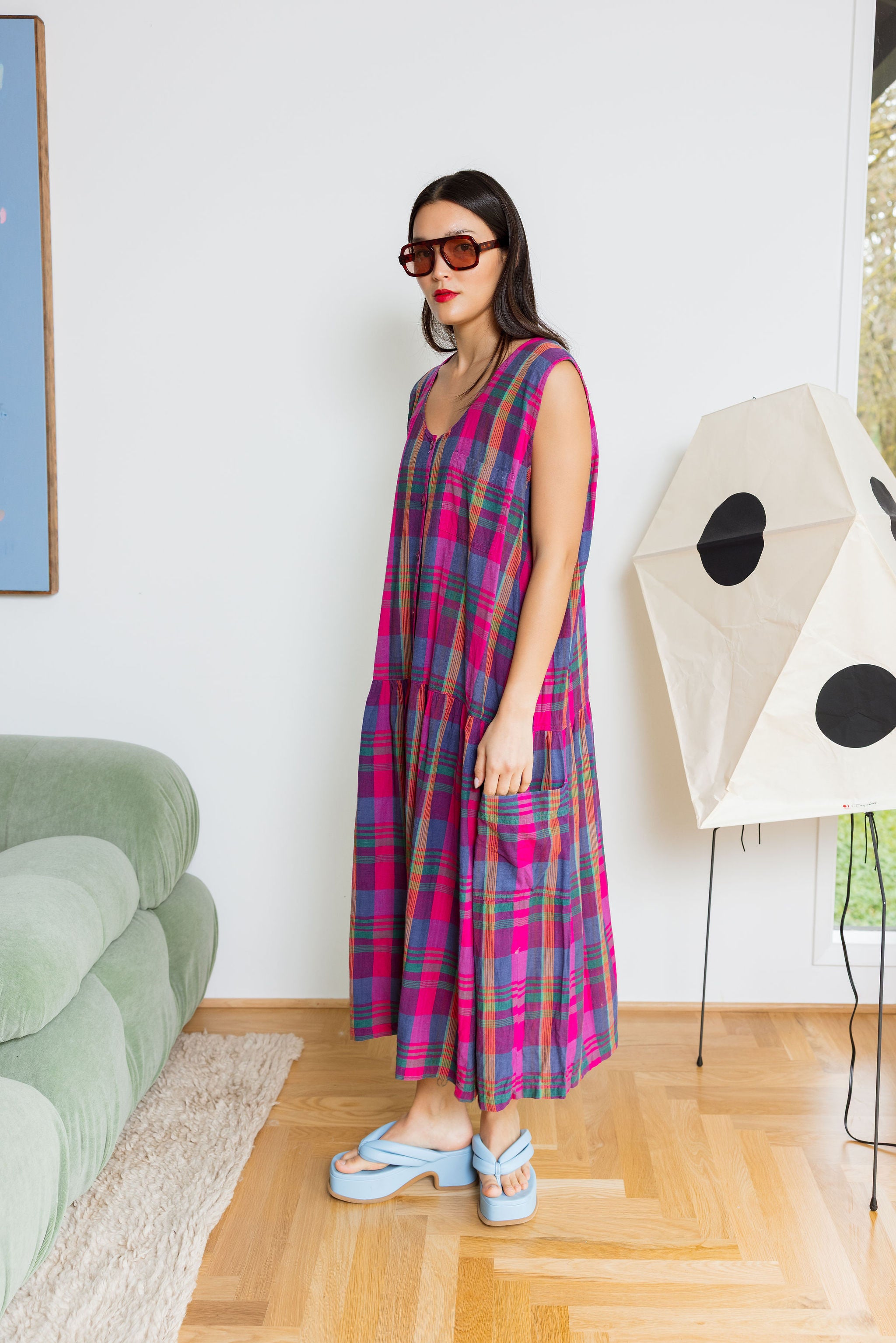 90s tartan dress Yo Vintage: Plaid Dress (L) – The Yo Store