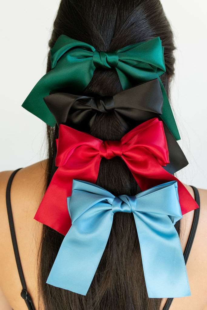 Satin Bow Clips (Various Colors)