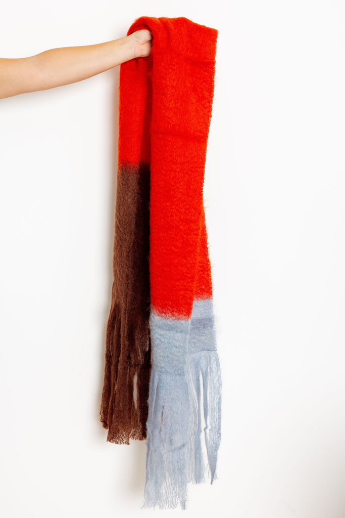 Color Block Scarf (Blue/Red/Brown) by Mantas Ezcaray