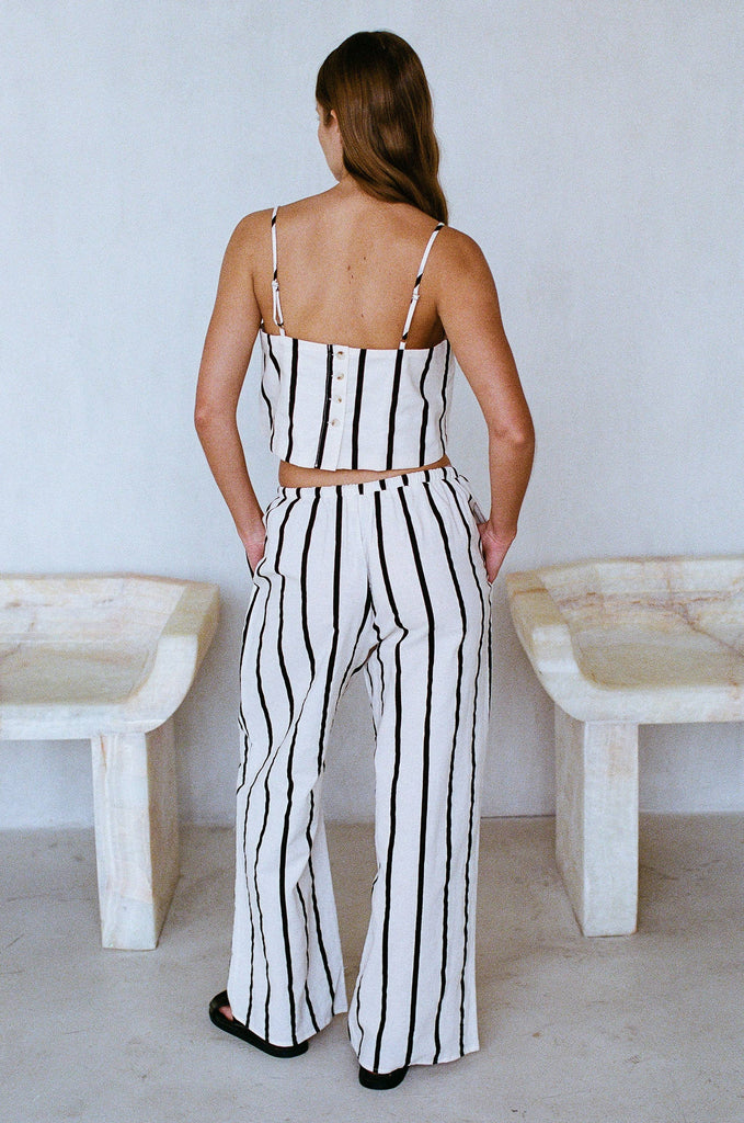 Woven Cotton Linen Pants (Stripe) by a.ren