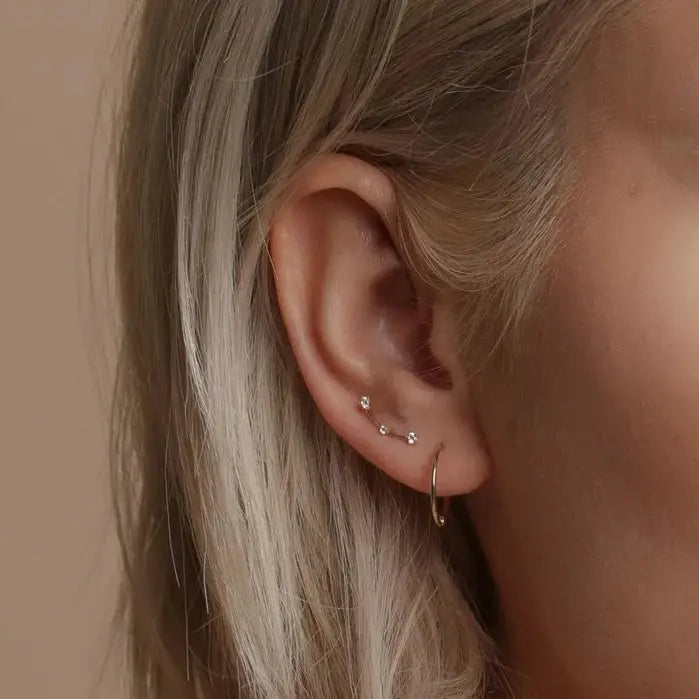 CZ Three Star Constellation Studs (Solid Gold) by Ofina Jewelry