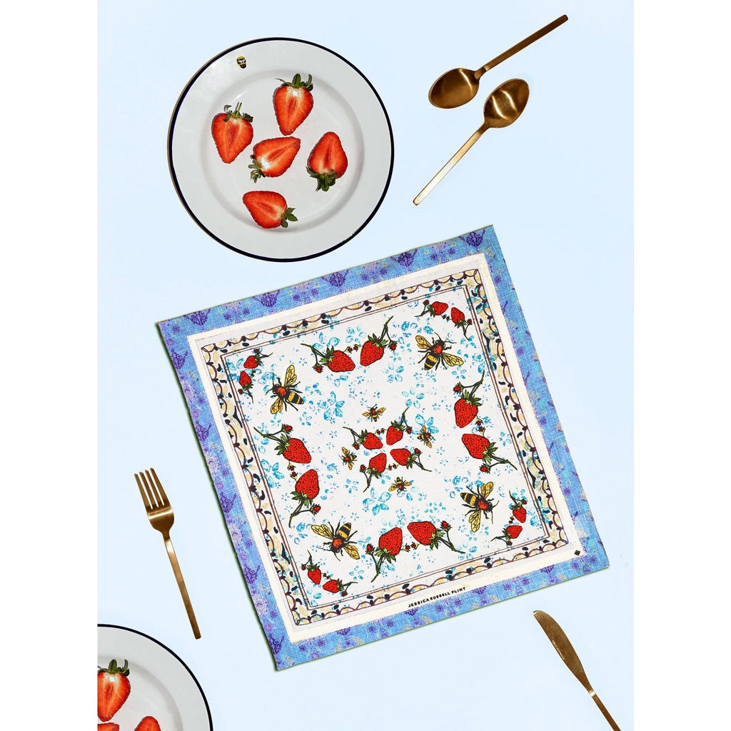 Linen Table Napkin (Strawberry Garden) by Yo Home