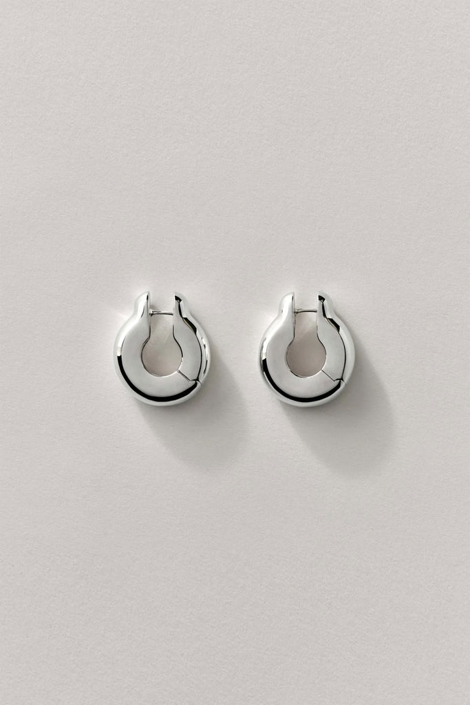 Large Ample Hinge Hoops (Silver) by Annika Inez