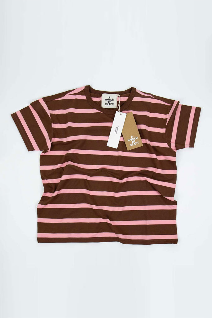 Striped Tee (Brown/Pink) by A World Of Craft