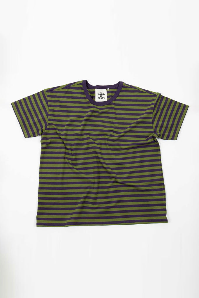 Striped Tee (Olive/Aubergine) by A World Of Craft