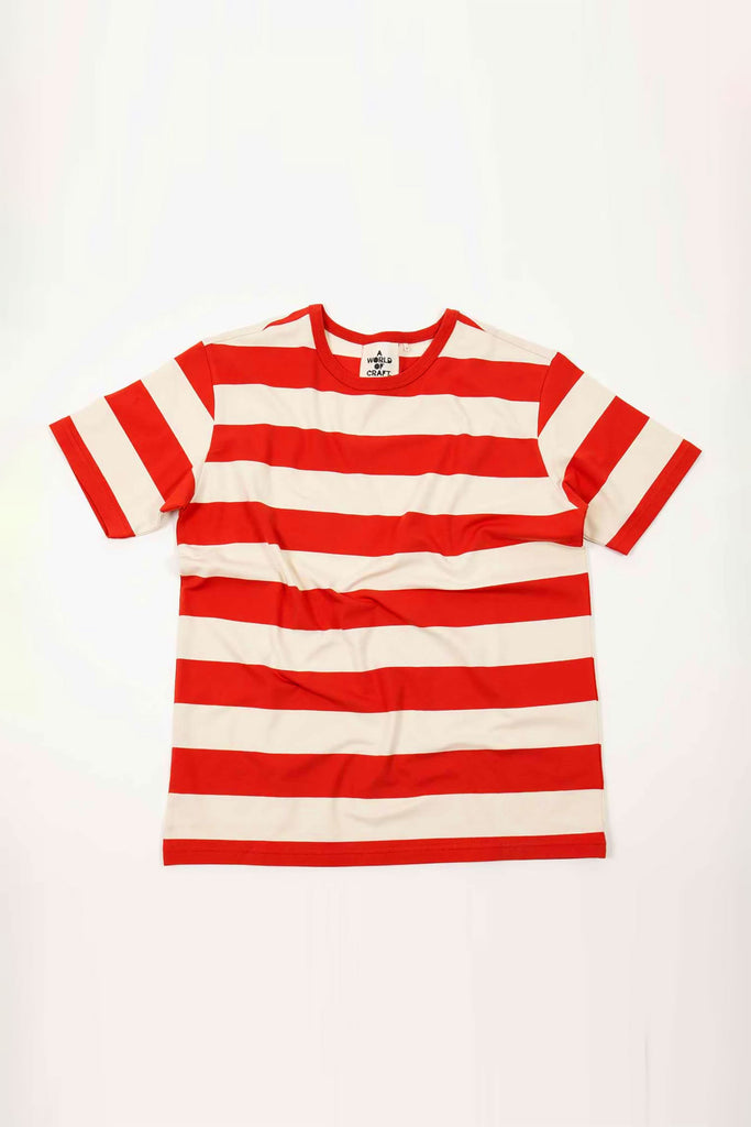 Striped Tee (Red/Creamy White) by A World Of Craft