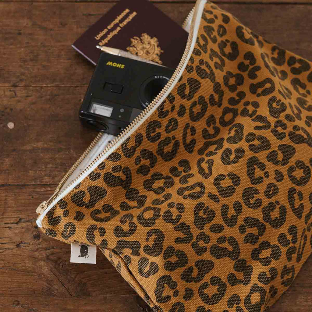 Leopard Flat Pouch (Graou Caramel) by Rose in April