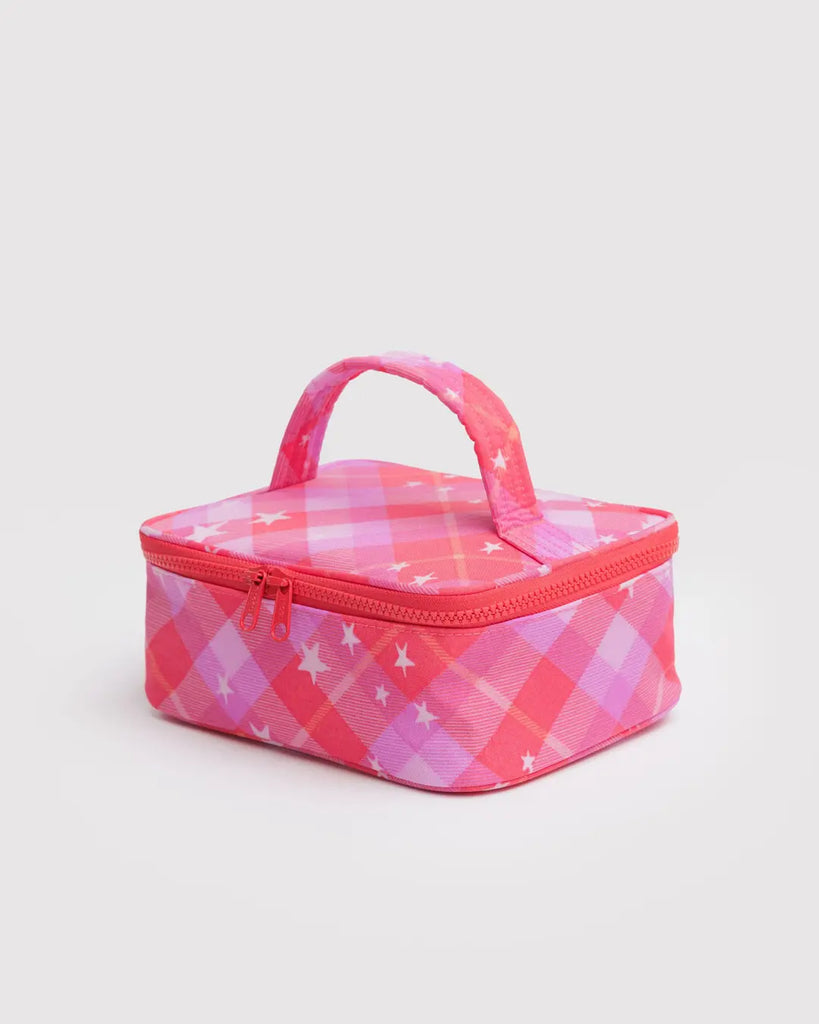 Small Cosmetic Case (Pink Star Plaid) by Baggu