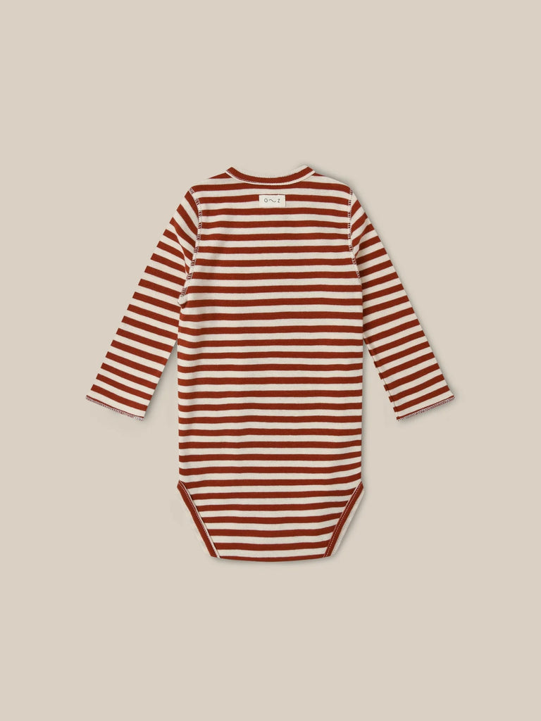 Stripes Wrap Bodysuit (Paprika) by Organic Zoo