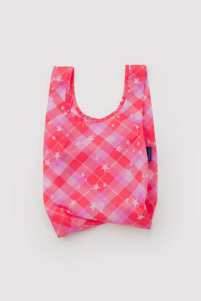 Baby Reusable Tote (Pink Star Plaid) by Baggu