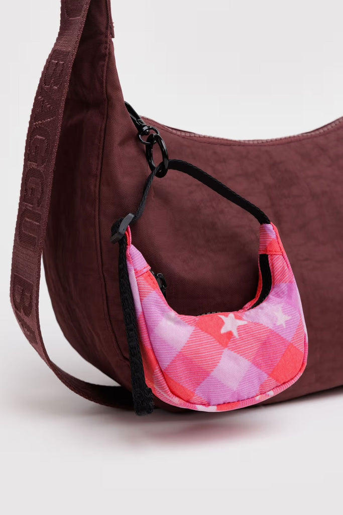 Crescent Bag Charm (Pink Star Plaid) by Baggu