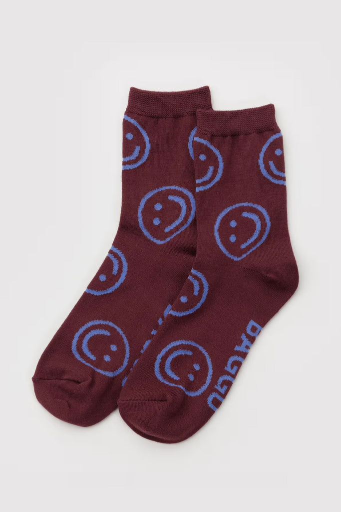 Crew Socks (Mahogany Happy) by Baggu