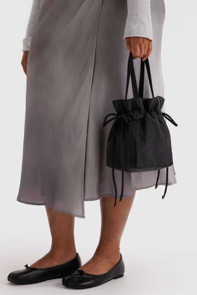 Nylon Drawstring Bag (Black) by Baggu