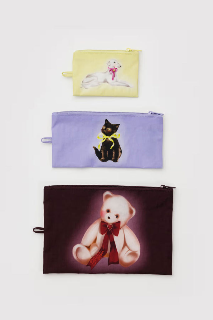 Flat Pouch Set (Fancy Animals) by Baggu