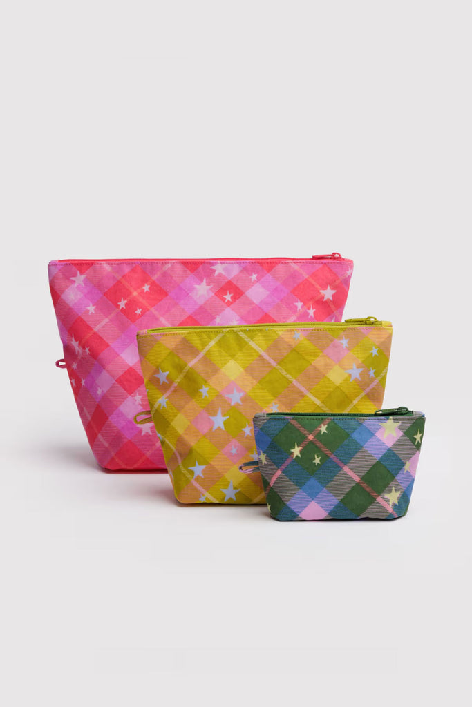 Go Pouch Set (Star Plaid) by Baggu