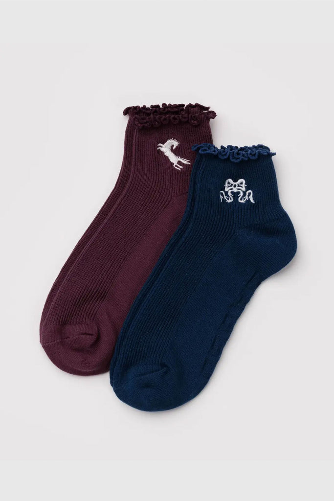 Lettuce Edge Sock Set (Mahogany & Navy Icons) by Baggu