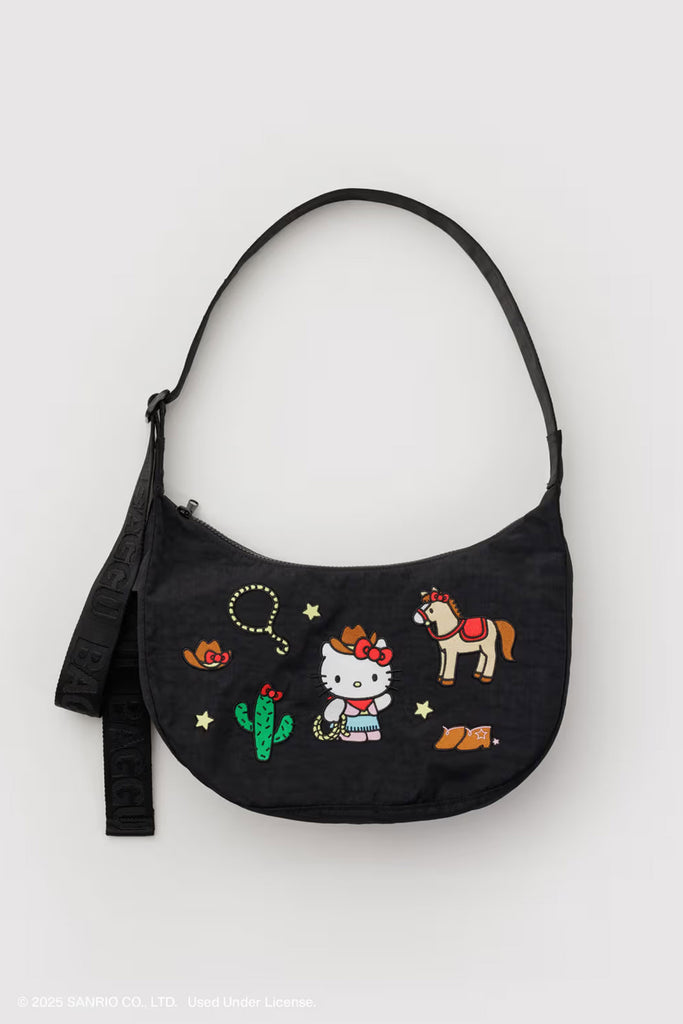 Medium Nylon Crescent Bag (Embroidered Hello Kitty Western) by Baggu