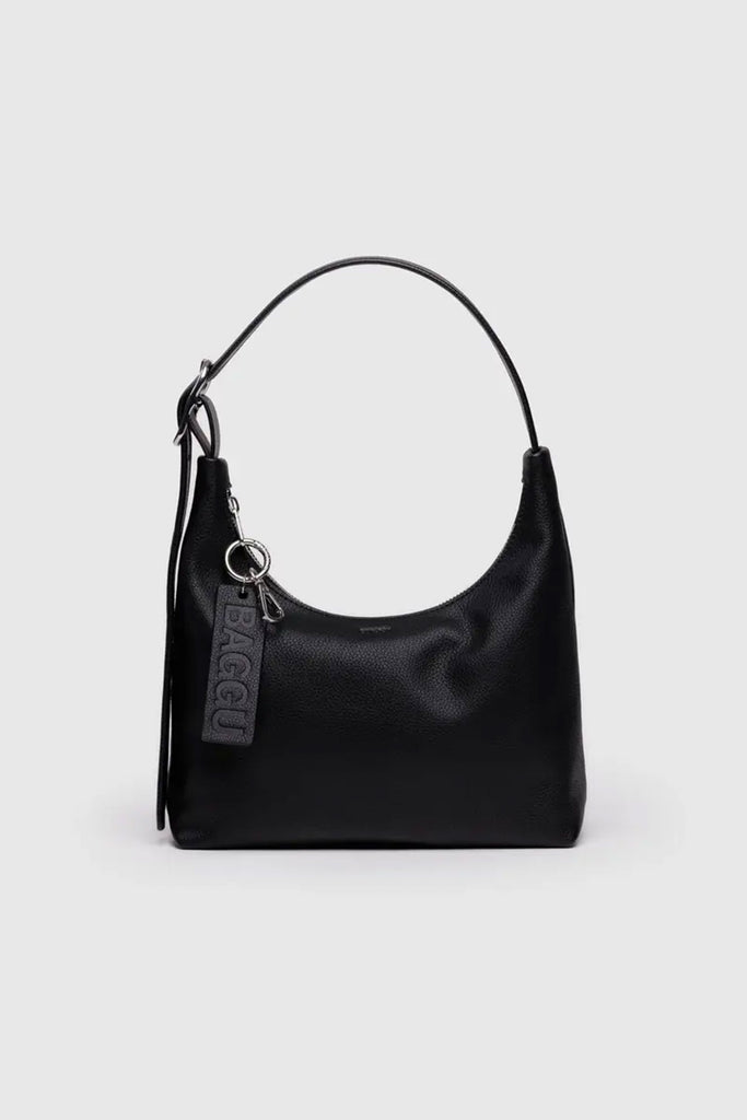 Mini Recycled Leather Shoulder Bag (Black) by Baggu