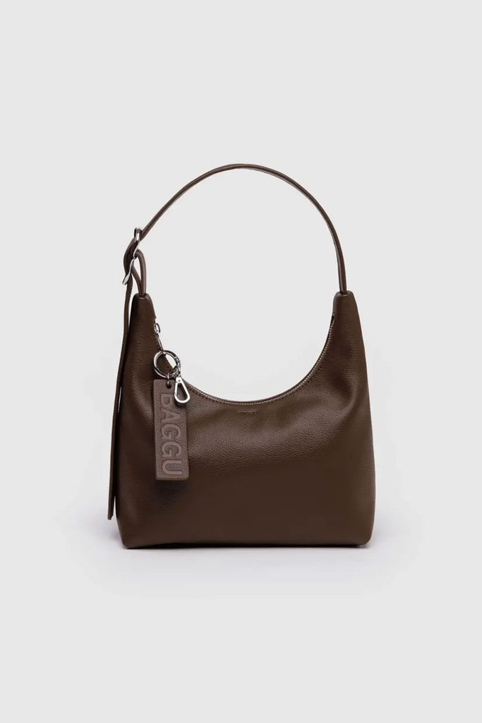 Mini Recycled Leather Shoulder Bag (Brown) by Baggu