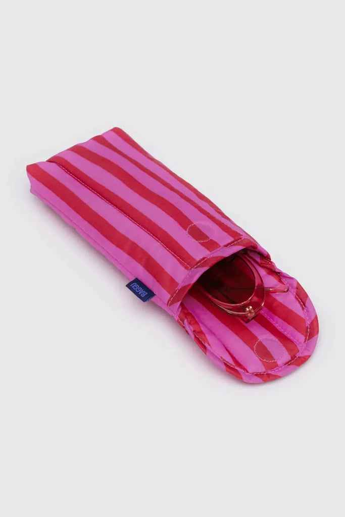 Puffy Glasses Case (Pink & Red Painted Stripe) by Baggu