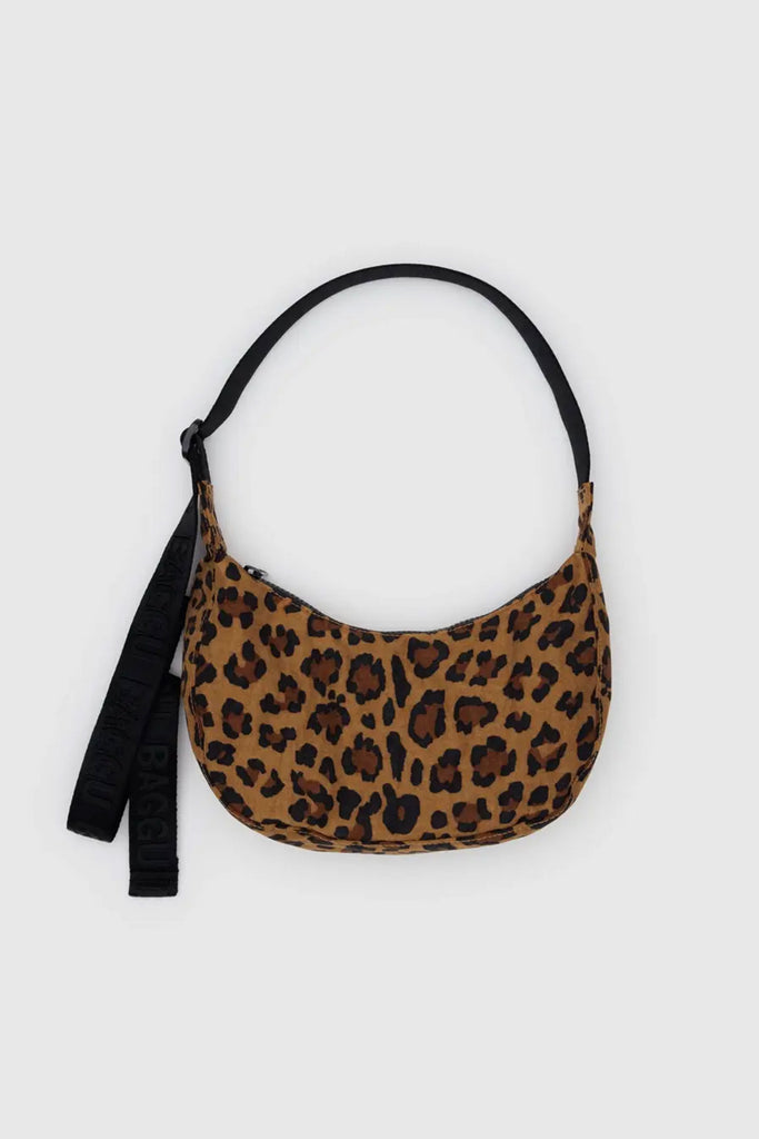 Small Nylon Crescent Bag (Leopard) by Baggu