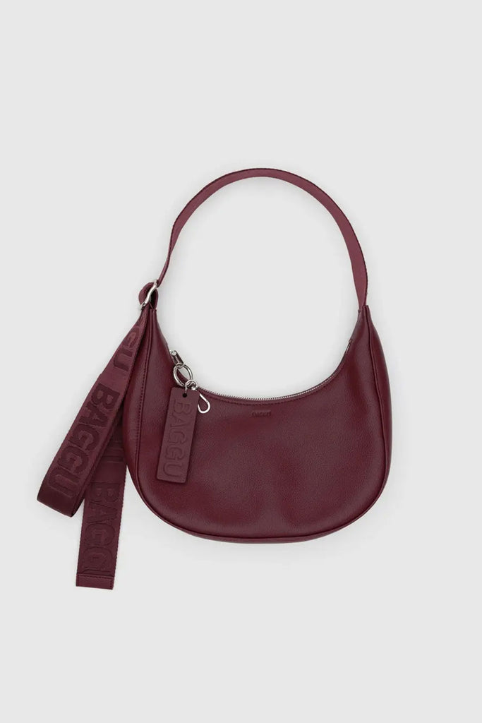 Small Recycled Leather Crescent Bag (Mahogany) by Baggu