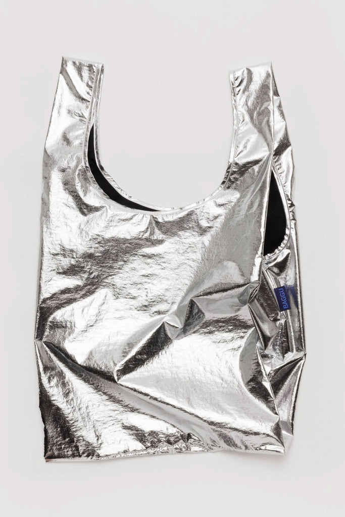 Standard Reusable Tote (Metallic Silver) by Baggu