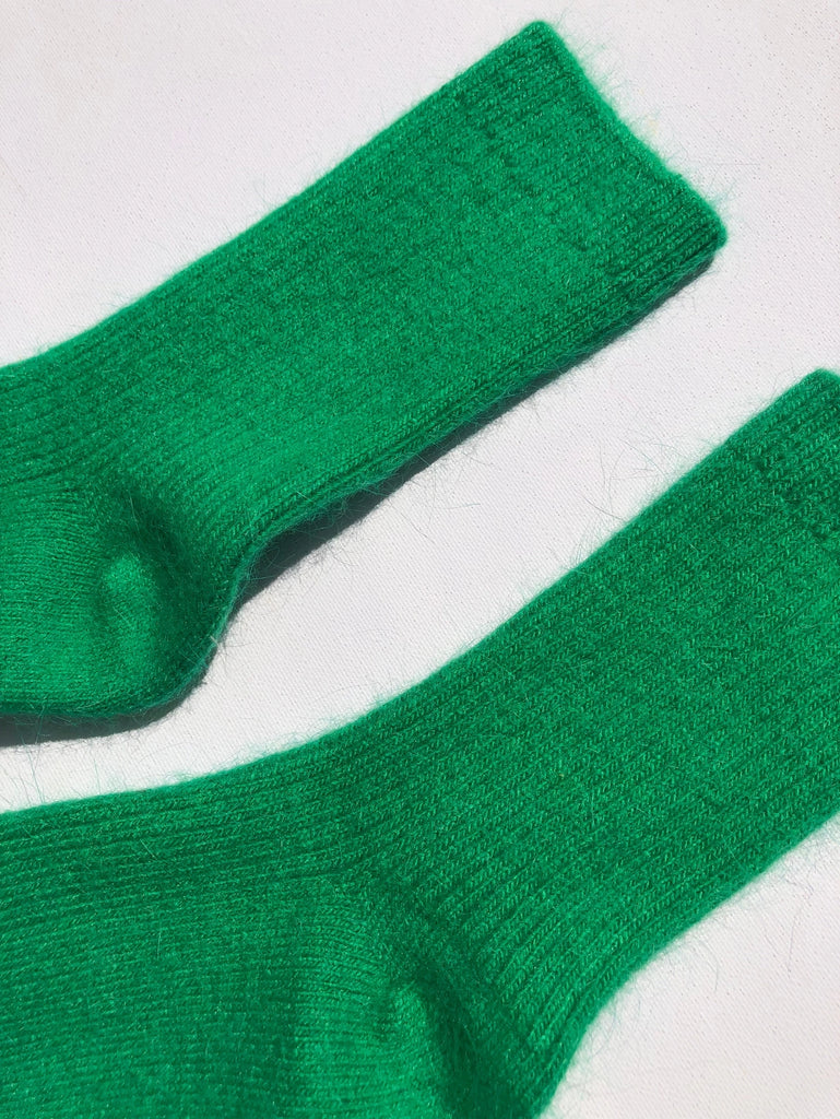 Angora Wool Socks (Emerald Green) by Billy Bamboo