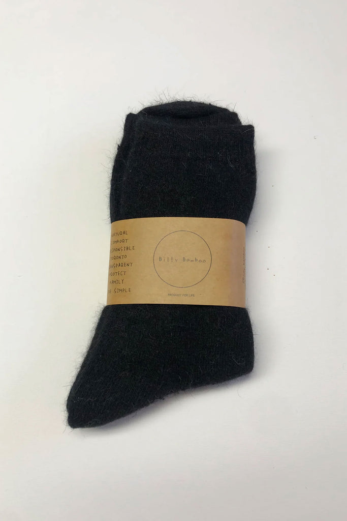 Fluffy Angora Socks (Black) by Billy Bamboo