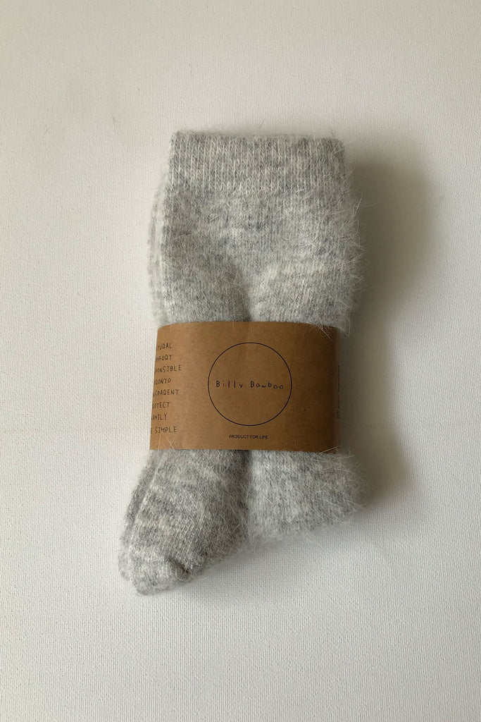 Fluffy Angora Socks (Grey) by Billy Bamboo