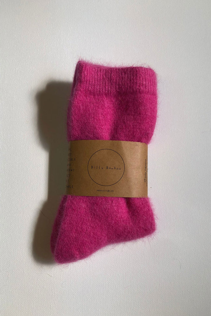 Fluffy Angora Socks (Pink Ruby) by Billy Bamboo