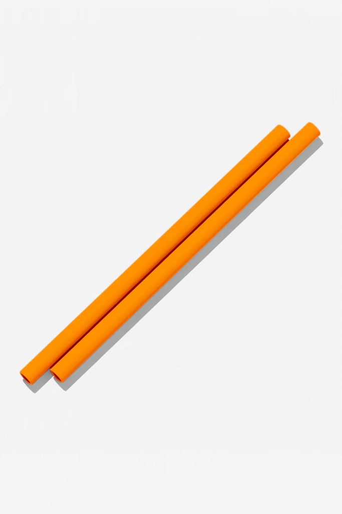 Silicone Straws 2 Pack (Tangerine) by Bink